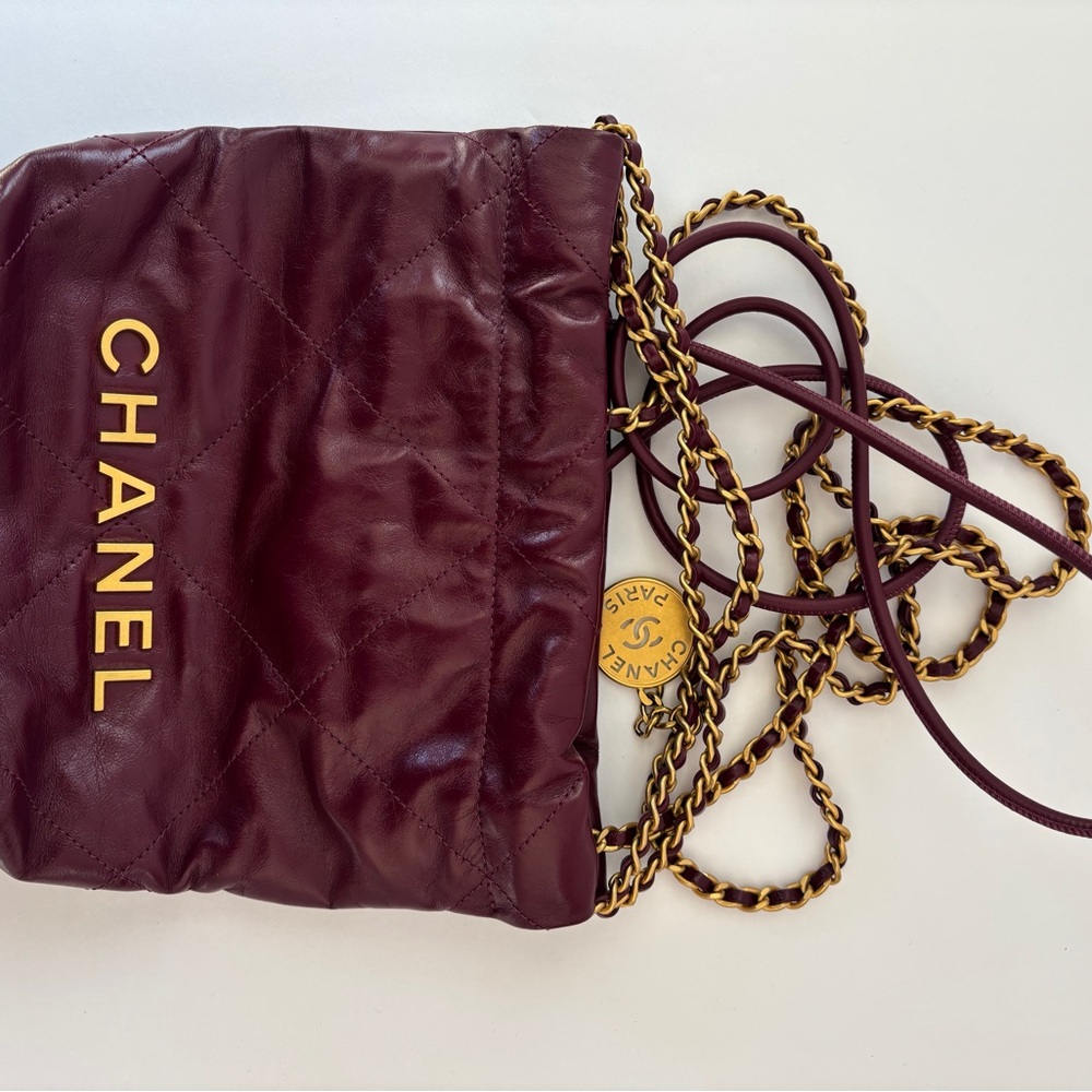 Chanel Mini Quilted Calfskin Bag - Purple and Gold